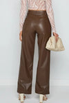 Pantalons en simili cuir - pantalons larges taille haute pour femme