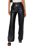 Pantalons en simili cuir - pantalons larges taille haute pour femme
