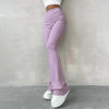 Pantalons évasés taille haute en maille côtelée - pantalons pour femmes