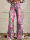 Pantalons larges fleuris - jeans imprimés vibrants pour femmes
