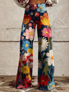 Pantalons larges fleuris - jeans noirs éclatants pour femmes