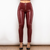 Pantalons skinny en cuir haute taille - élégants pantalons bourgogne pour femmes