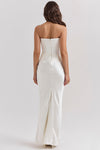 Robe cocktail corset sans bretelles ivoire - silhouette ajustée élégante pour les mariages et événements formels
