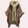 Poncho à carreaux avec fausse fourrure - wrap d'hiver élégant pour femmes