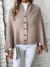 Poncho à fermeture boutonnée - élégante étole tricotée pour femmes