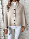 Poncho à fermeture boutonnée - élégante étole tricotée pour femmes