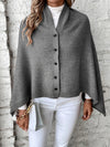 Poncho à fermeture boutonnée - élégante étole tricotée pour femmes