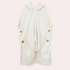 Poncho beige - un pull poncho à capuche tendance pour femmes