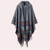 Poncho en laine - écharpe élégante pour dames avec franges