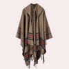 Poncho en laine - écharpe élégante pour dames avec franges