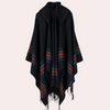 Poncho en laine - écharpe élégante pour dames avec franges