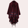 Poncho en laine - écharpe élégante pour dames avec franges