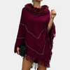 Poncho en maille rouge pour femmes - élégant avec des détails raffinés