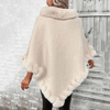 Poncho en tricot doux - poncho féminin stylé avec finition en fausse fourrure