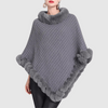 Poncho en tricot doux - poncho féminin stylé avec finition en fausse fourrure