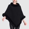 Poncho en tricot doux - poncho féminin stylé avec finition en fausse fourrure