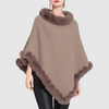 Poncho en tricot doux - poncho féminin stylé avec finition en fausse fourrure