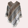 Poncho femme - châle tricoté élégant avec franges