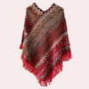 Poncho femme - châle tricoté élégant avec franges