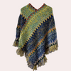 Poncho femme - châle tricoté élégant avec franges