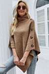 Poncho femme - pull tricoté au style raffiné avec col haut