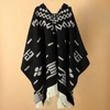 Poncho - poncho d'hiver classique pour femmes avec motif géométrique
