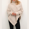 Poncho tricoté avec col montant - pull élégant pour dames