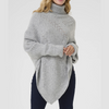 Poncho tricoté avec col montant - pull élégant pour dames