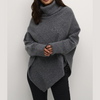 Poncho tricoté avec col montant - pull élégant pour dames
