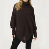 Poncho tricoté avec col montant - pull élégant pour dames
