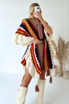 Poncho tricoté blanc - étole élégante pour femmes à motifs