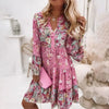 Robe casual femme en fleur bohème - élégante et légère à manches longues pour l'été
