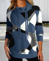 Pull à col montant - haut tendance pour femmes avec motif