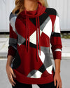 Pull à col montant - haut tendance pour femmes avec motif