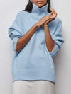 Pull à col roulé surdimensionné - doux pull en maille pour femmes