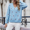 Pull à motif cœur - tricot bleu doux pour femmes