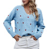 Pull à motif cœur - tricot bleu doux pour femmes