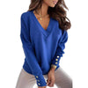 Pull en maille à col en v pour femmes - sweat élégant à manches longues