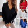 Pull en maille à col en v pour femmes - sweat élégant à manches longues