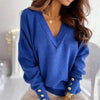 Pull en maille à col en v pour femmes - sweat élégant à manches longues