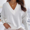 Pull en maille à col en v pour femmes - sweat élégant à manches longues