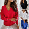 Pull en maille à col en v pour femmes - sweat élégant à manches longues
