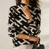 Pull en maille géométrique noir pour femmes - chic haut de cou