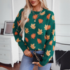 Pull en maille - jumper à motif feuilles d'automne pour femmes