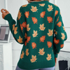 Pull en maille - jumper à motif feuilles d'automne pour femmes