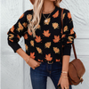 Pull en maille - jumper à motif feuilles d'automne pour femmes