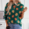 Pull en maille - jumper à motif feuilles d'automne pour femmes
