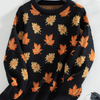 Pull en maille - jumper à motif feuilles d'automne pour femmes