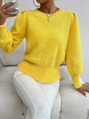 Pull en tricot - élégant pull pour femmes avec manches bouffantes