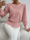 Pull en tricot - élégant pull pour femmes avec manches bouffantes